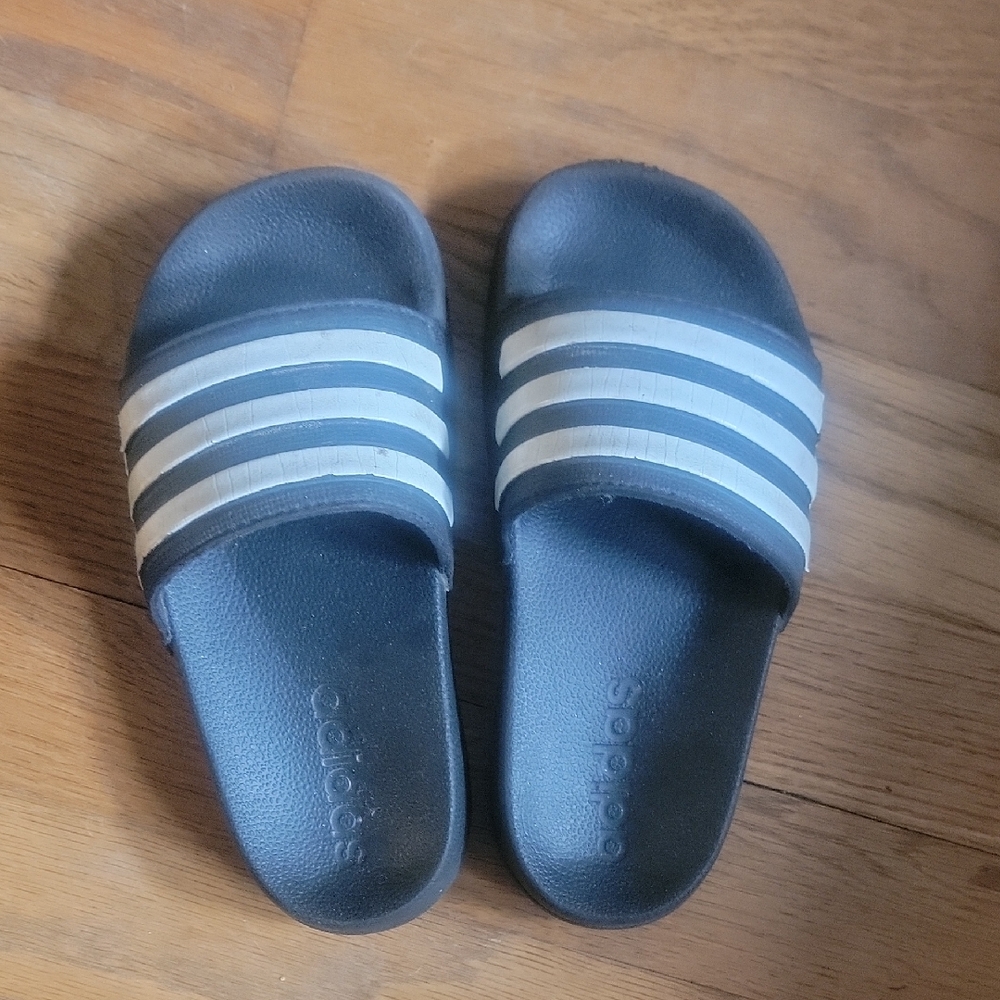 Adidas Black and White Slide Sandals